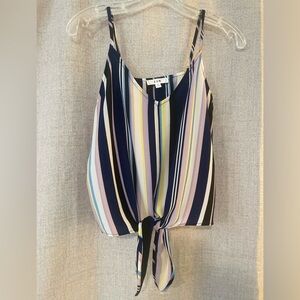 E & M Cropped Front Tie Tank | S